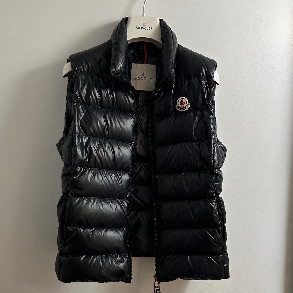 Moncler Shiny Black Quilted Vest